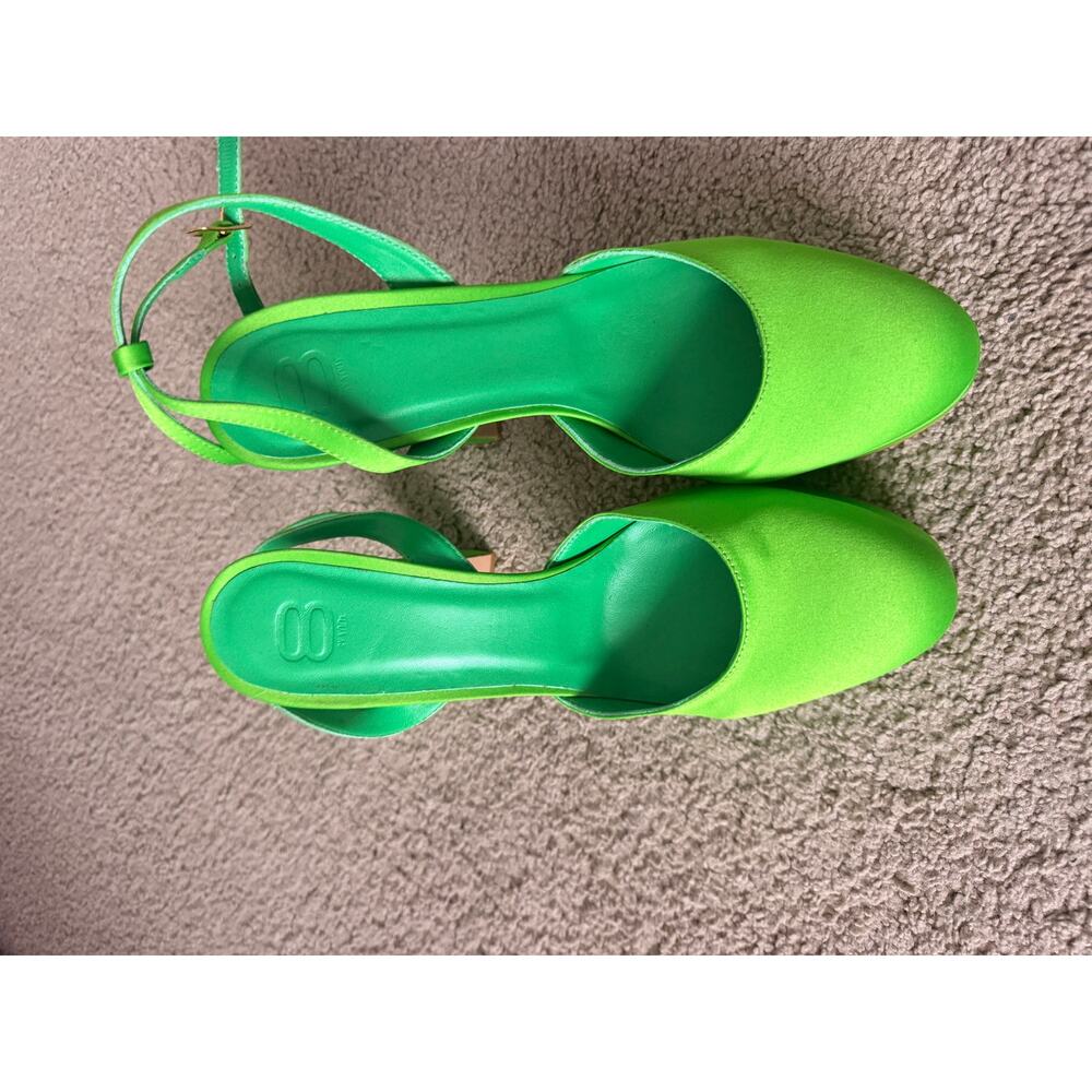 8 By Yoox Like Green Strappy Platform Heels - Picture 3 of 4